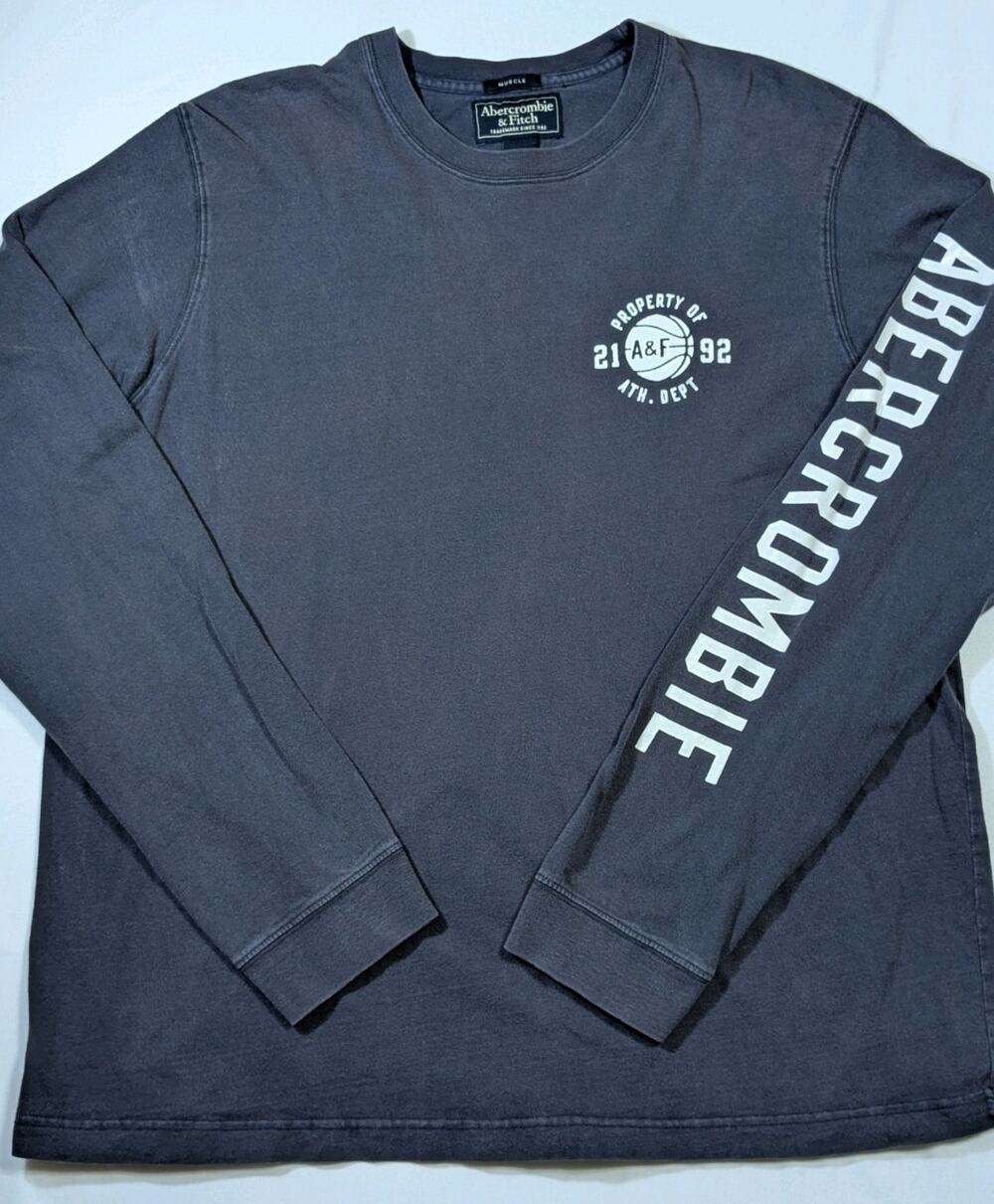Vintage Y2K Mens XXL Abercrombie & Fitch Long Sleeve Shirt Spell Out Muscle